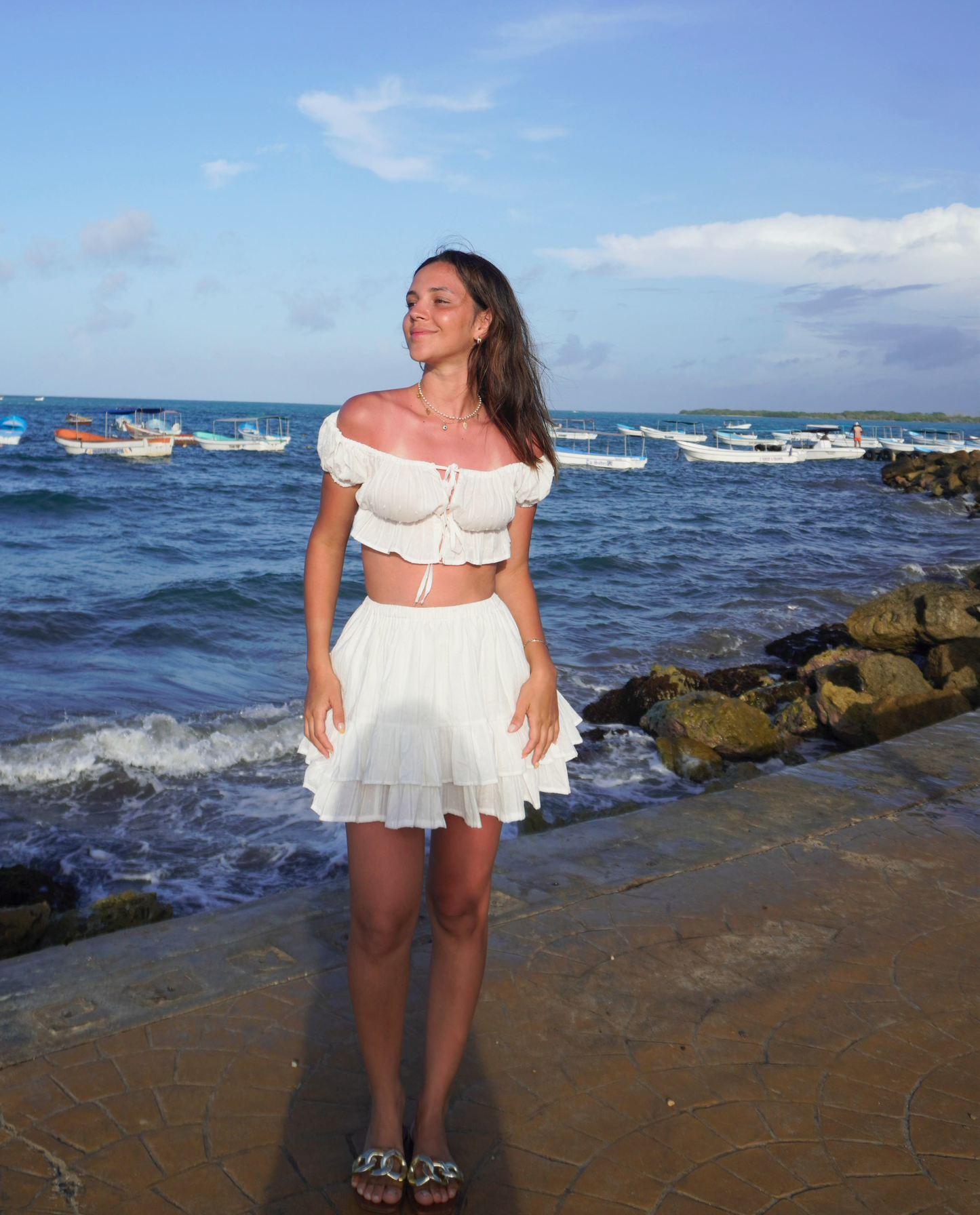 Falda Pliegues Blanco