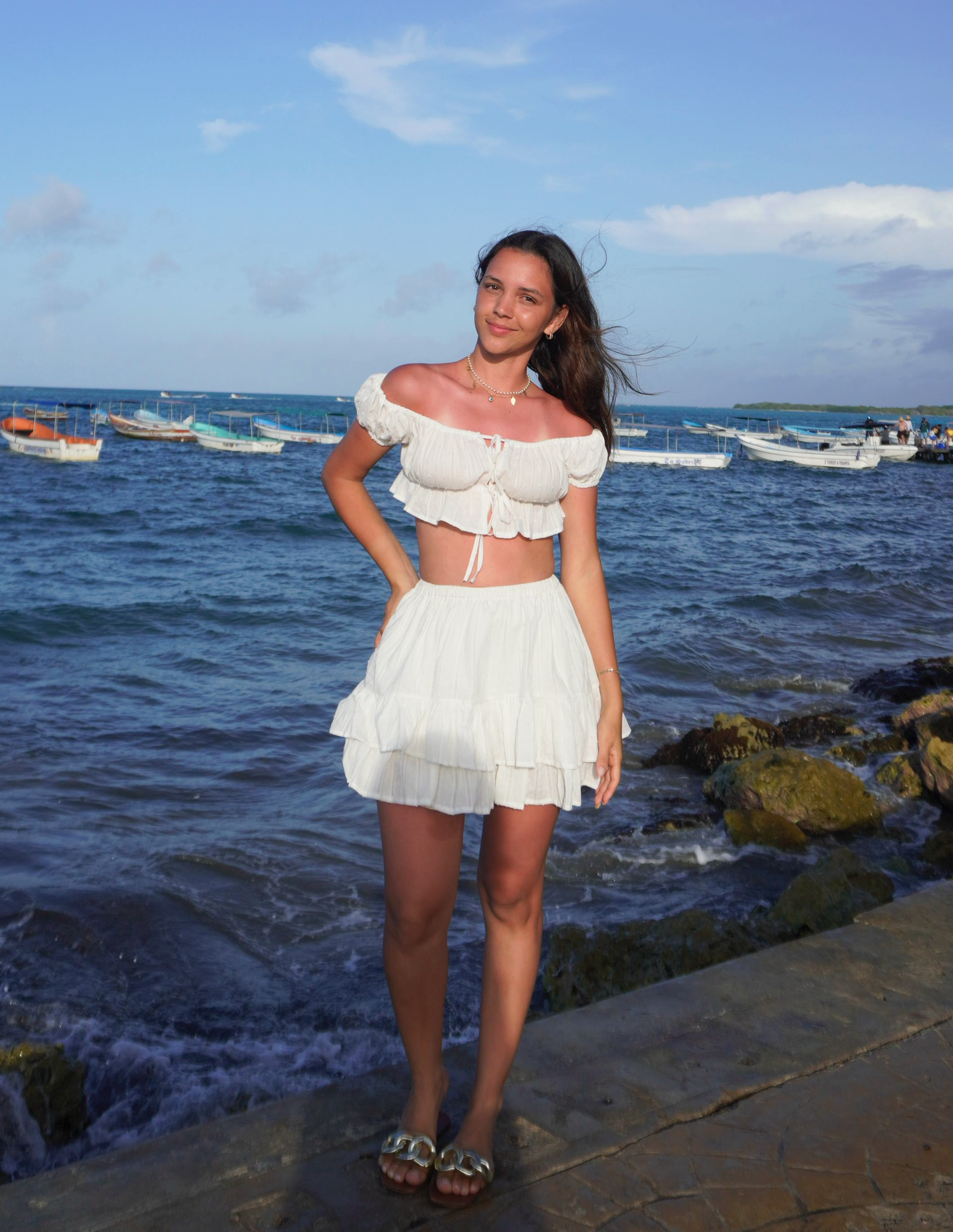Falda Pliegues Blanco