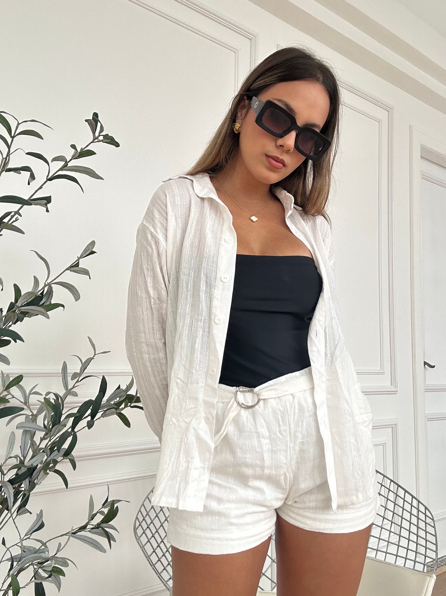 Camisa Playera Blanca Bordada