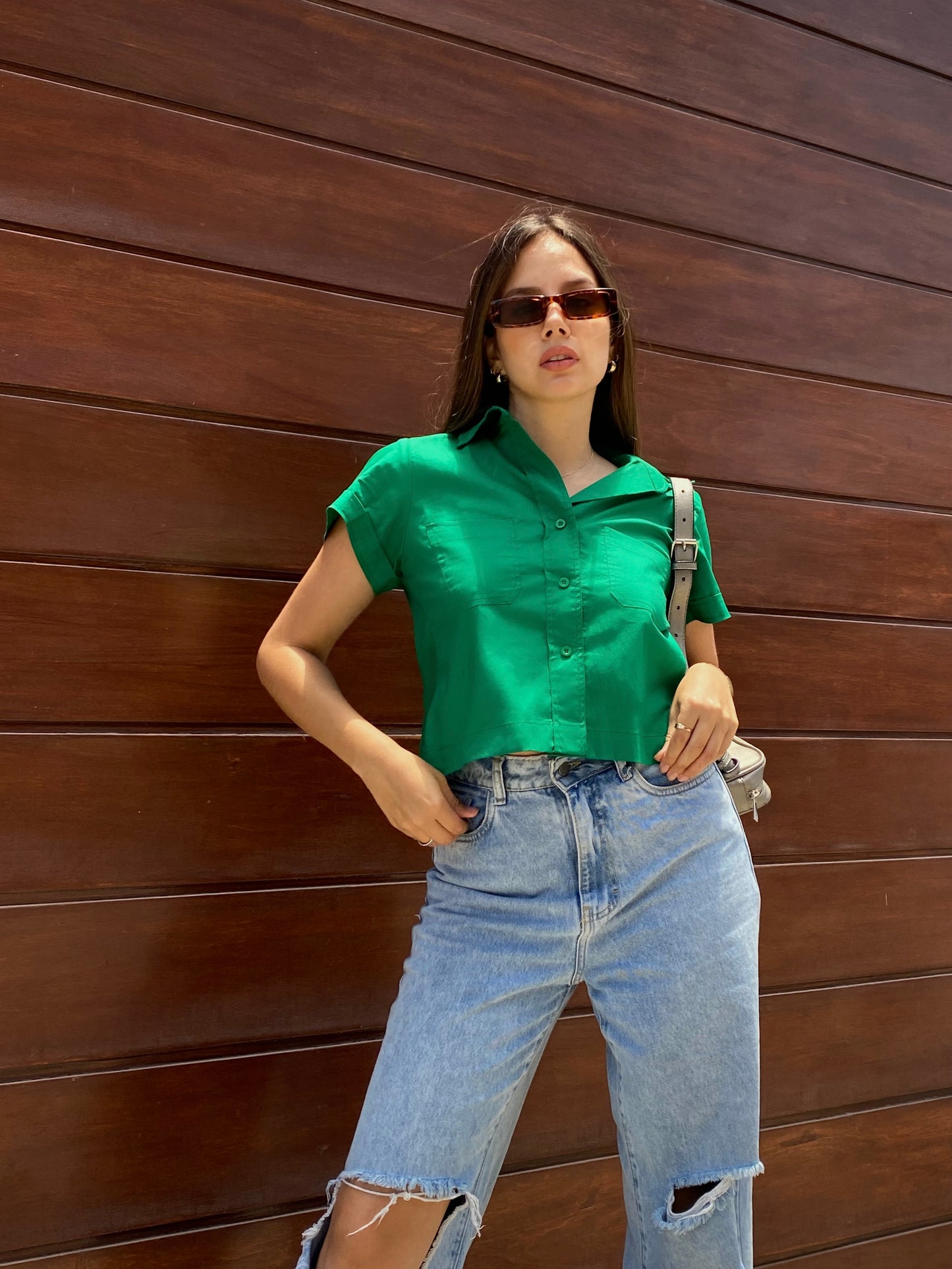 Camisa Crop Verde
