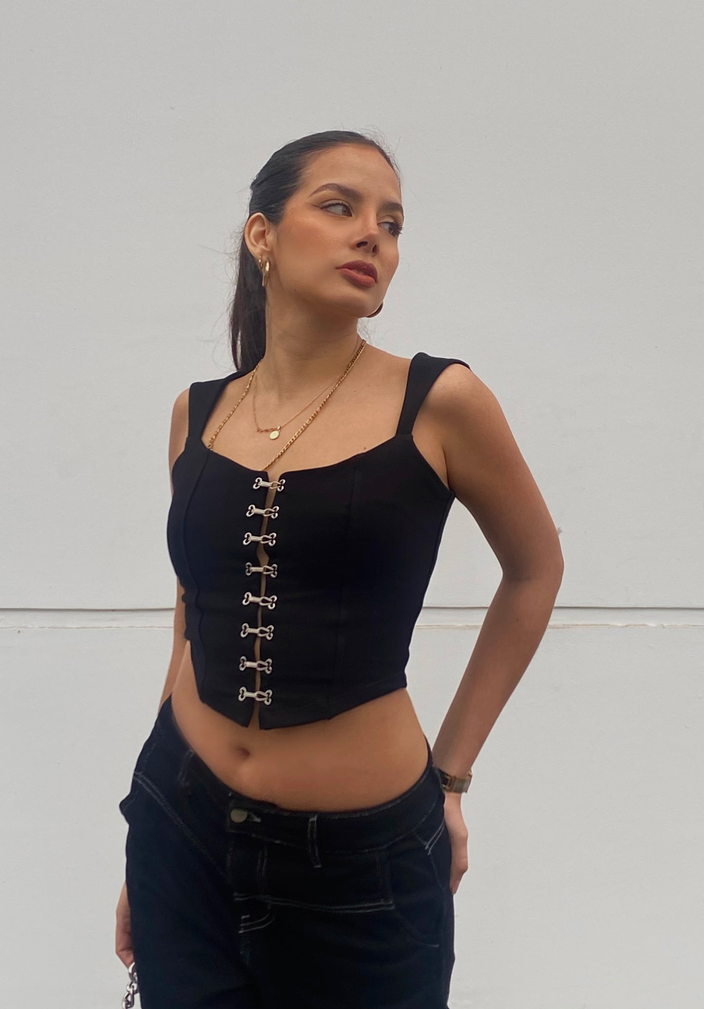 Top Corset "ISA" - Negro