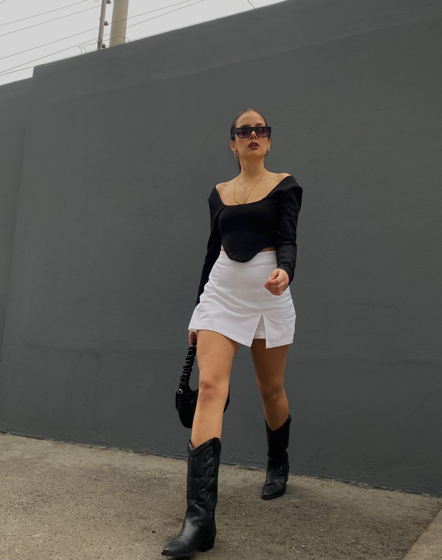 Falda Short "Paris" - Blanco / Negro