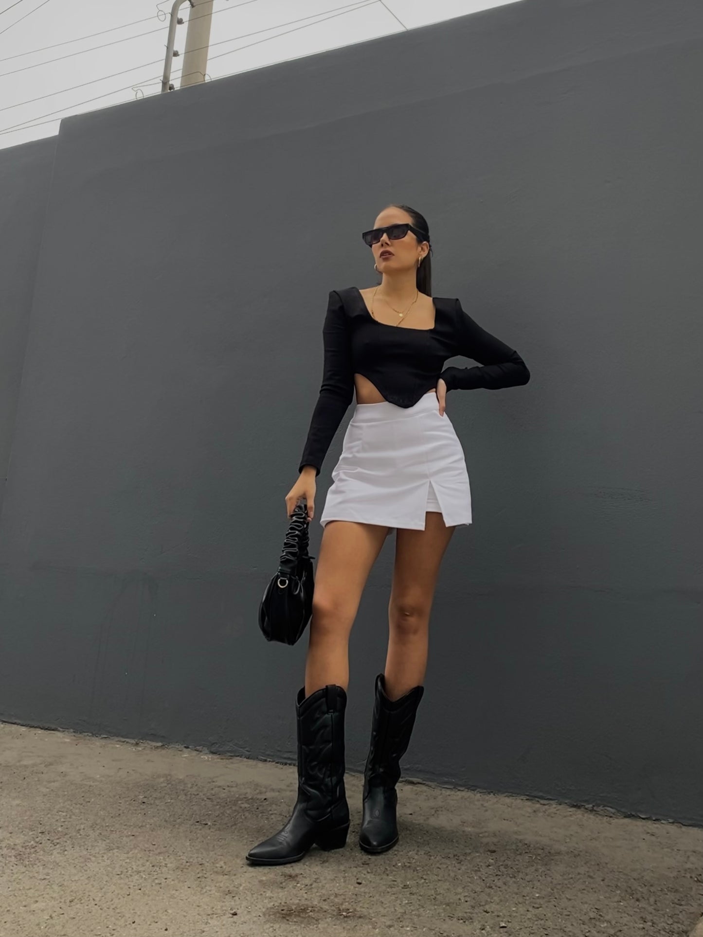 Falda Short "Paris" - Blanco / Negro