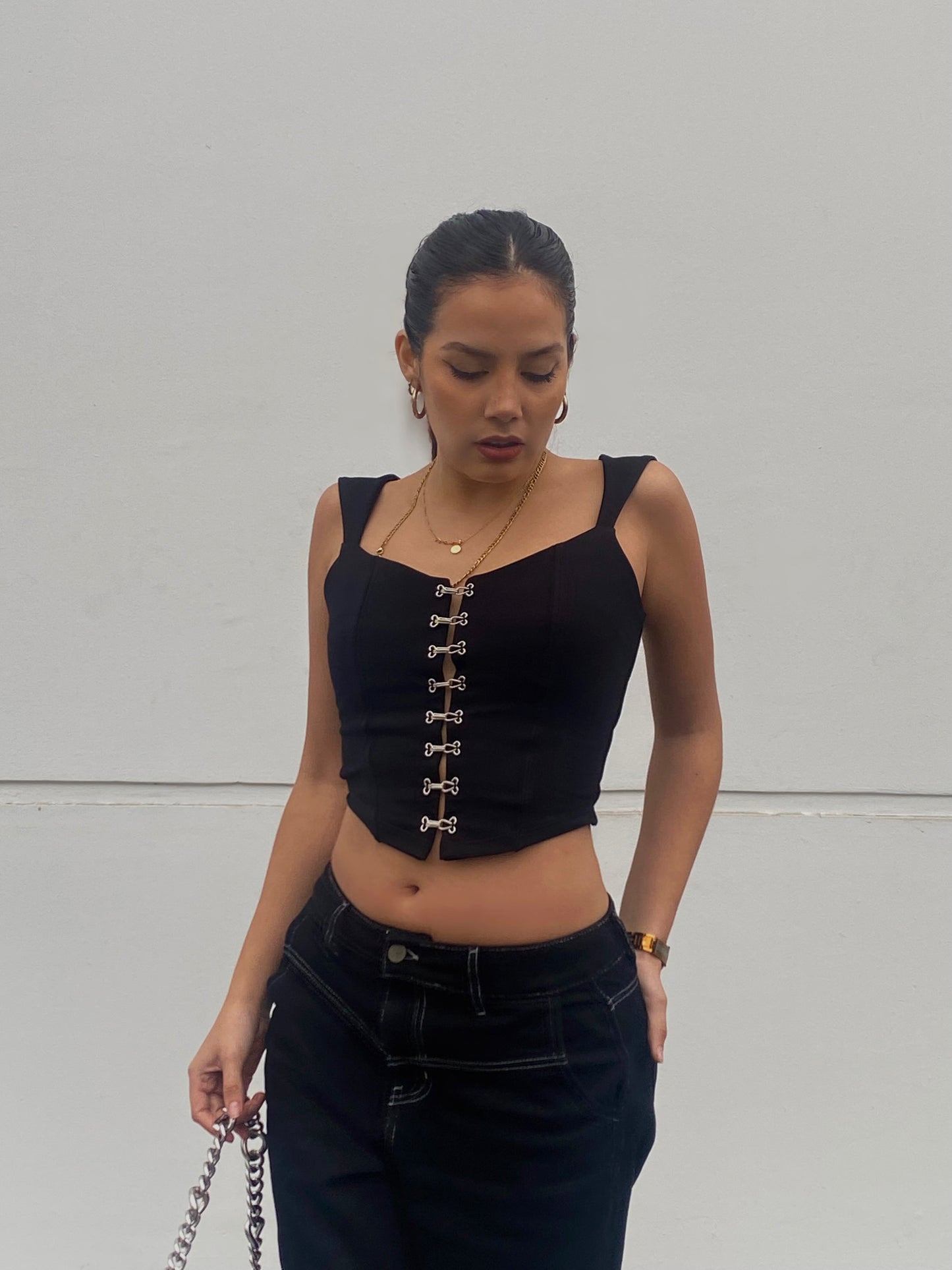Top Corset "ISA" - Negro