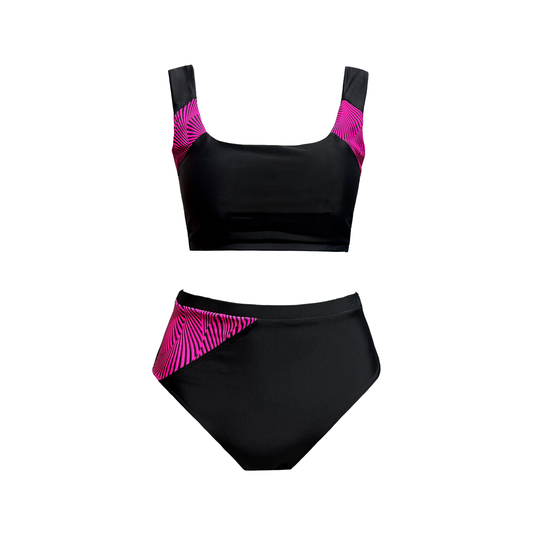 Bikini Rayas Fucsia & Negro