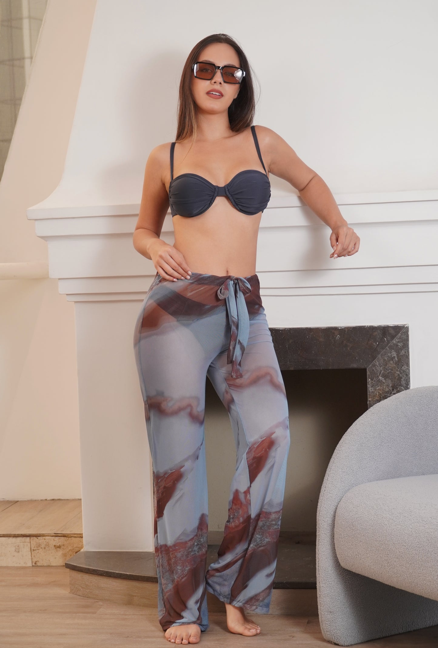 Pantalón Playero Celeste / Marrón