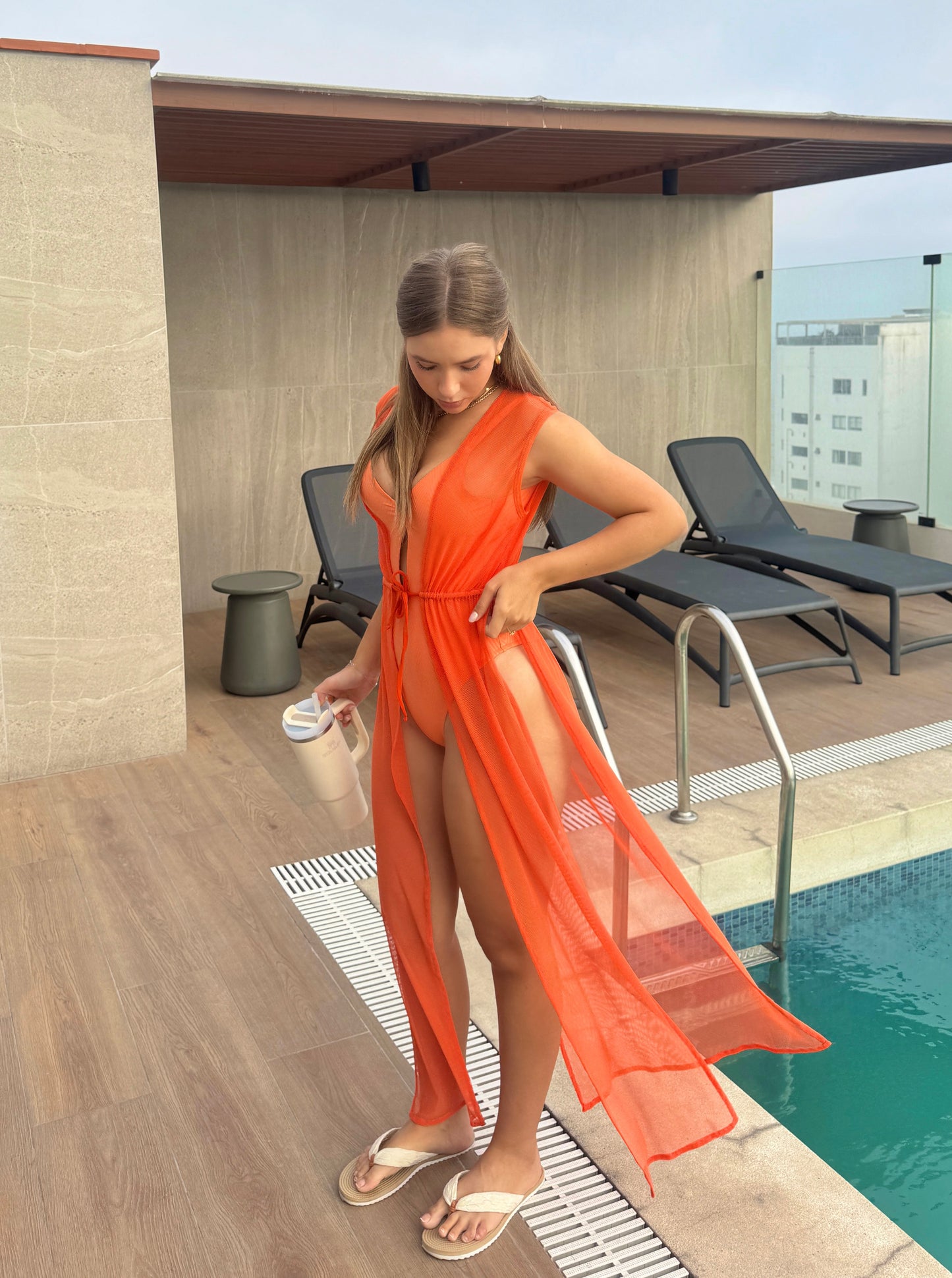 Salida de Baño Tul Naranja