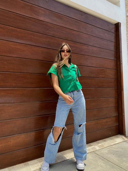 Camisa Crop Verde