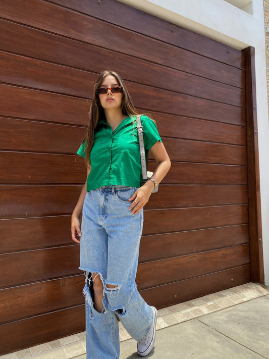 Camisa Crop Verde